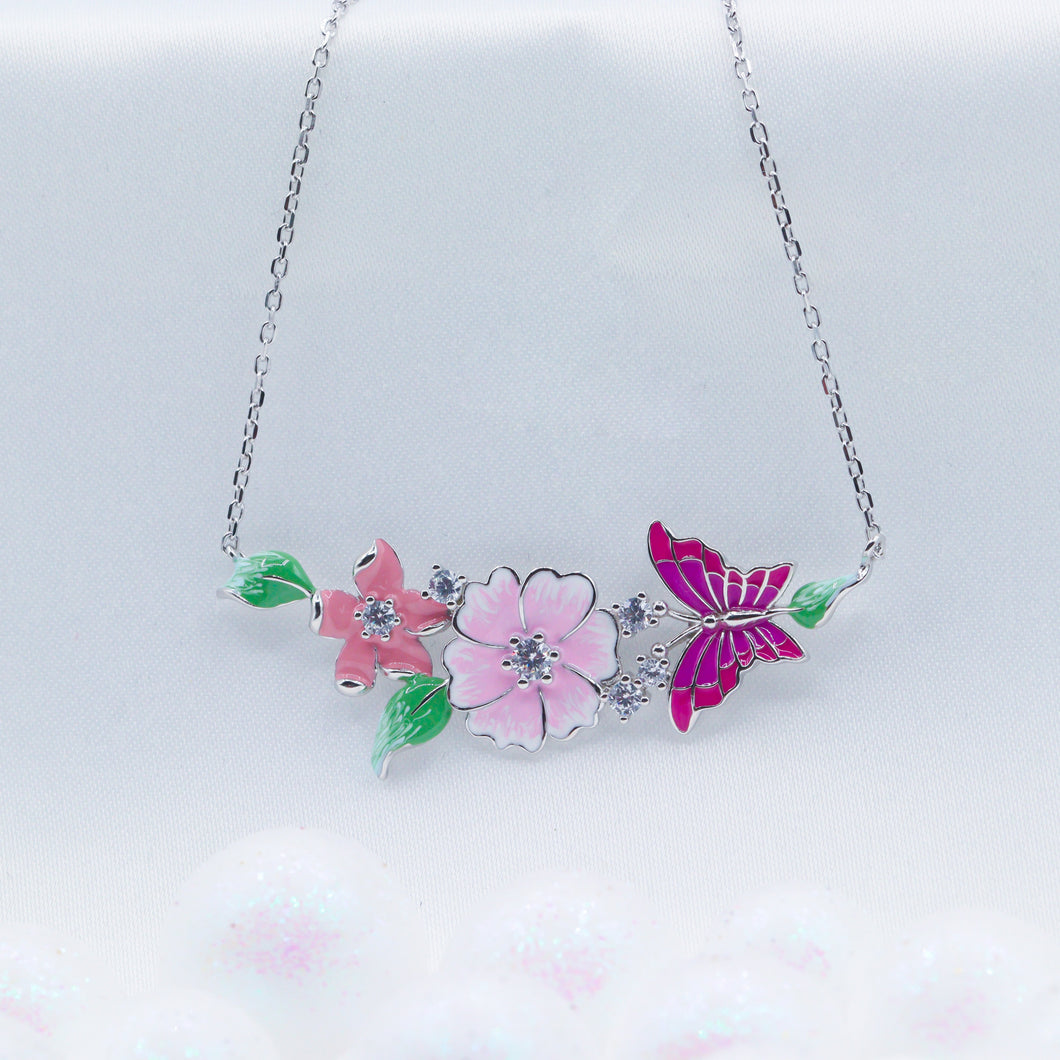 Floral Butterfly Necklace