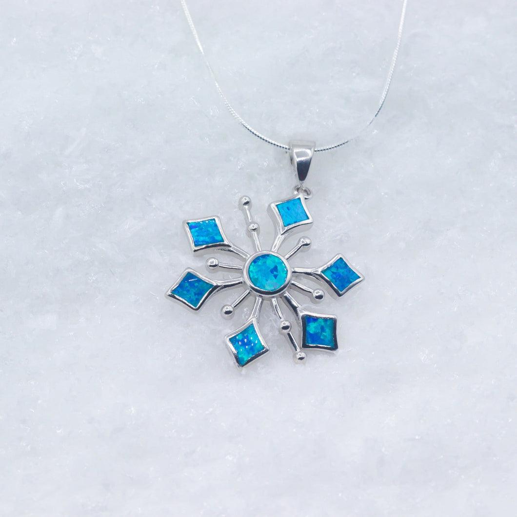 Blue Opal Snowflake Necklace